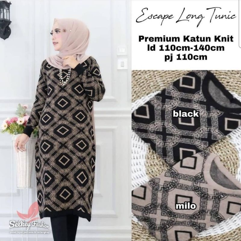 Long tunik rajut import GVCY hitam/long tunik jumbo ld 130/long tunik rajut import hitam