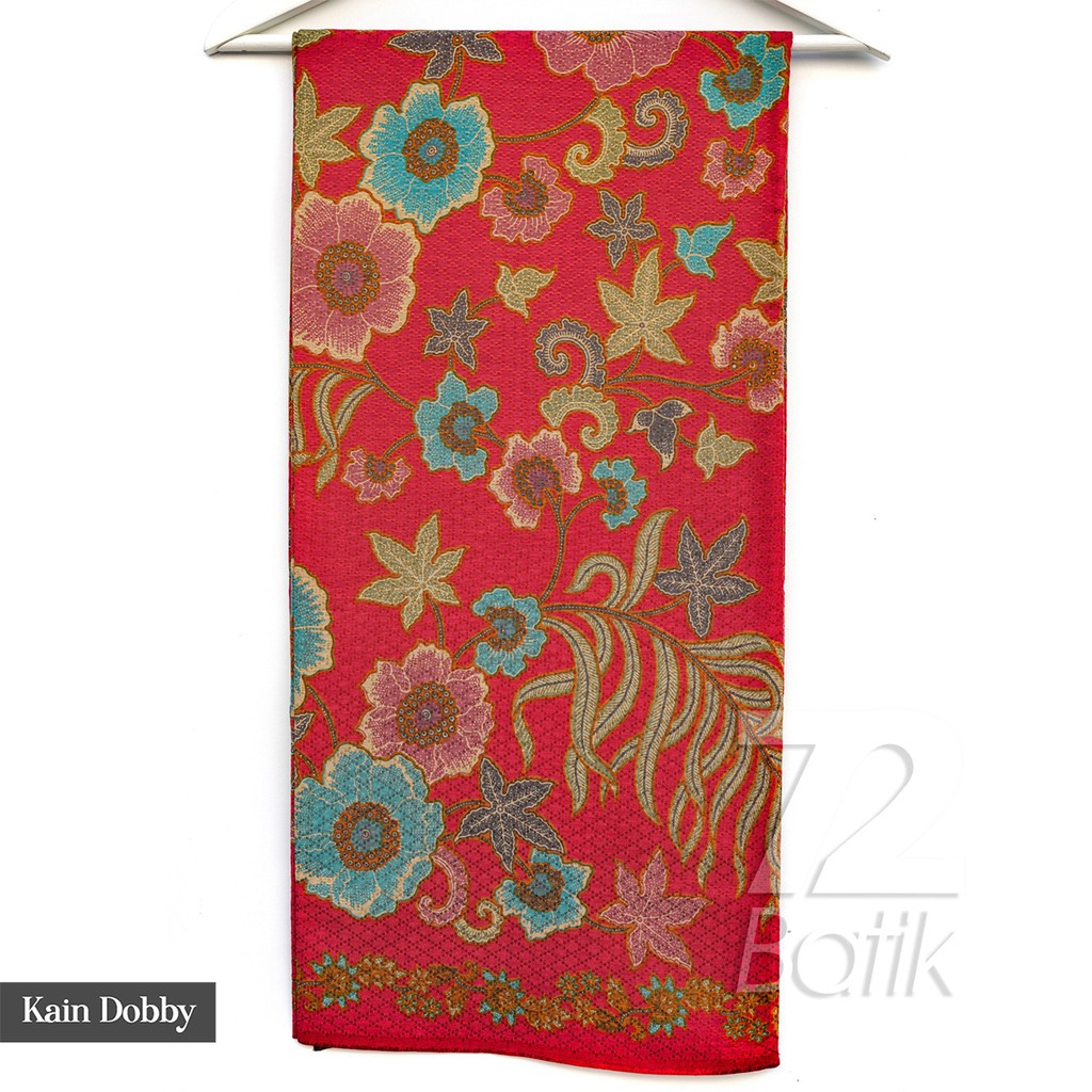 KAIN PANJANG BATIK Bahan Dobby Dobi Dobbi Dolbi Motif Kembang Warna Merah Bata Biru 721490 Cap 72 Jarik Jarit Samping Kebat Panjang Batik Dobby Modern Premium Bahan Seragam Batik Pernikahan Kantor Keluarga Murah Kamen Jadi Batik Bali Lembaran