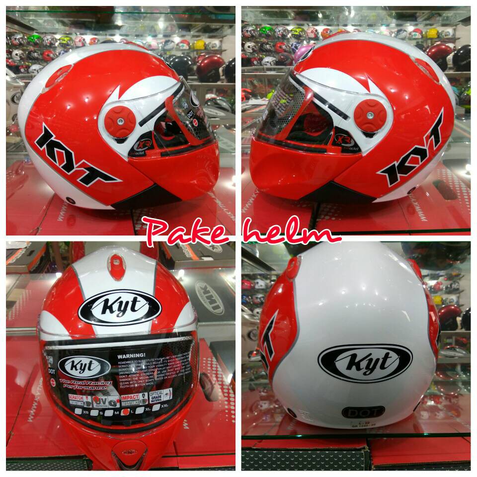 DISKON HELM KYT ROCKET HELM KYT FULL FACE WHITE RED