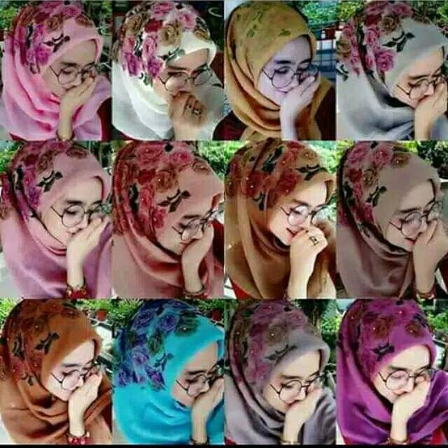 BELLA SQUARE PRINT BUNGA jilbab bella square bunga motif