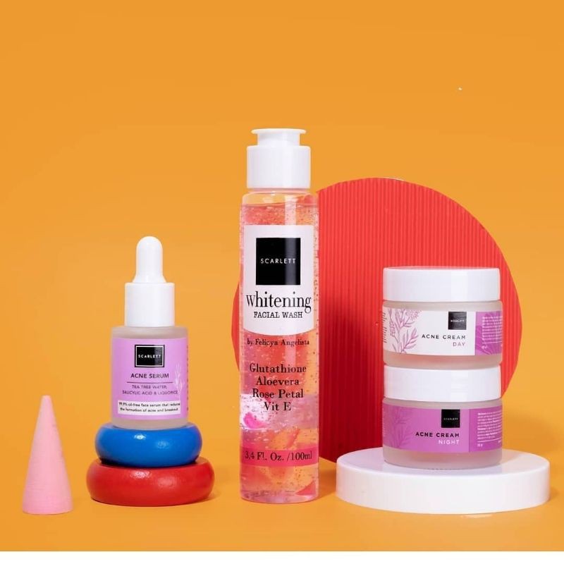 [COD] Paket Wajah Scarlett Whitening Acne Facial Care 4item