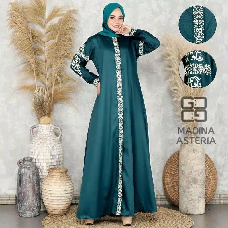 (COD) GAMIS MADINA ASTERIA DRESS // GAMIS TOYOBO FULL BORDIR PREMIUM QUALITY // GAMIS JUMBO TERBARU// Gamis Kebay Moderen Terbaru