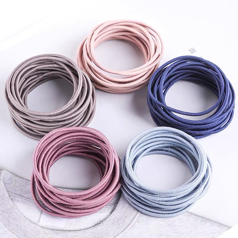 100PCS IKAT KARET RAMBUT ELASTIS WARNA POLOS GAYA KOREA UNTUK WANITA / KUNCIRAN RAMBUT ISI 100PC FREE POUCH / KARET RAMBUT KOREA / AKSESORIS RAMBUT WANITA KOREA / KARET GELANG / KUNCIRAN RAMBUT MURAH MERIAH