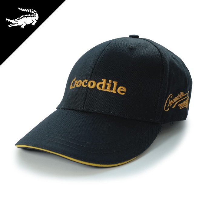 Topi Pria Topi Baseball Black - Crocodile original bahan katun 100% - Black(J1D0) Topi Pria Murah To