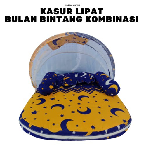 KASUR LIPAT KELAMBU BULAN BINTANG SET BANTAL GULING MURAH