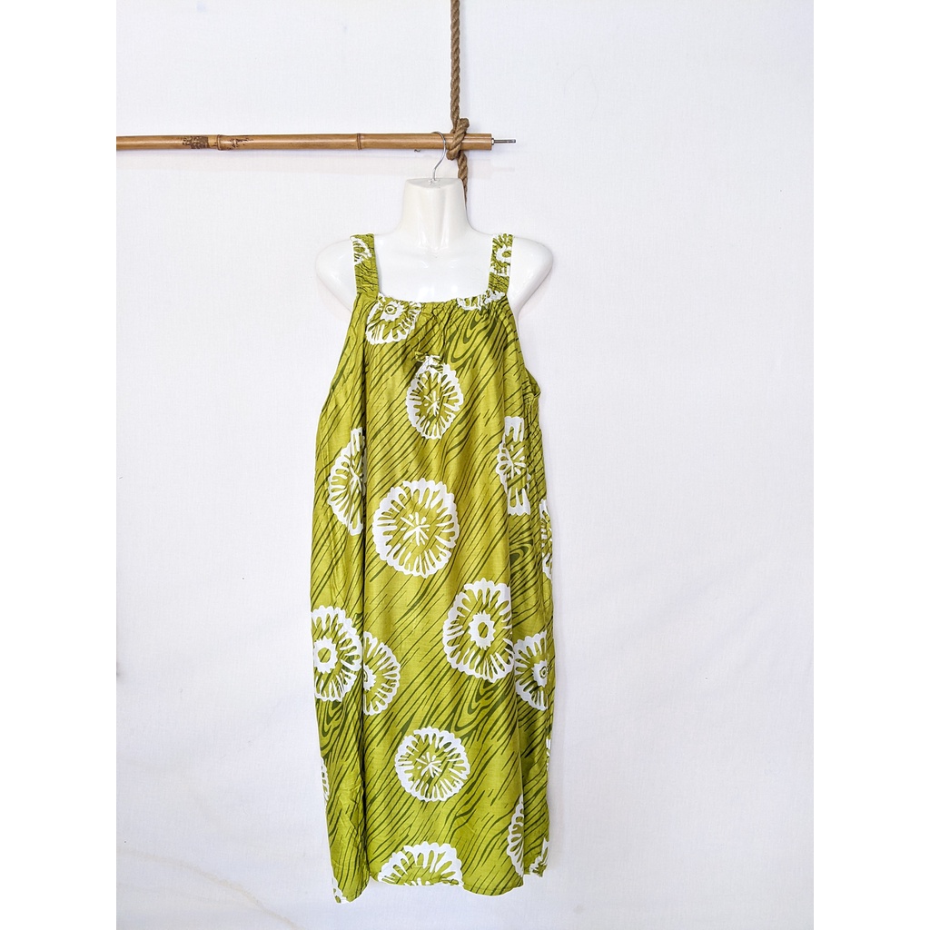 Daster Yukensi Jumbo LD 120 Baju Tidur Tanpa Lengan Tali Satu Kimono Sleepwear-flower green