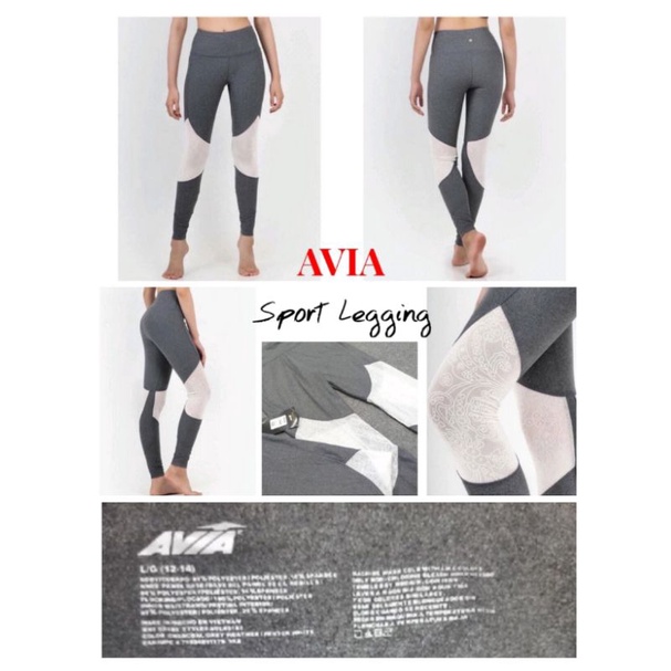 Sport Legging Avia Emi Lase Mesh Heather / Celana Olah Raga / Celana Legging Sport /Original Branded