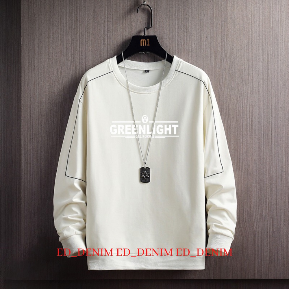 Crewneck Greenlight Pria / Sweater Korean Style Jumbo M L XL XXL 3XL / Switer Cowok Distro Original