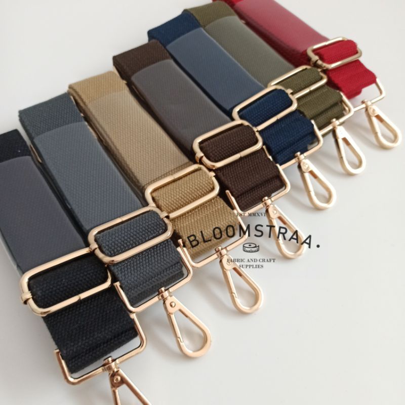 Bag Strap Cotton 38mm GOLD Webbing IMPORT Adjustable Tali Selempang Tas Bag Straps Besi EMAS