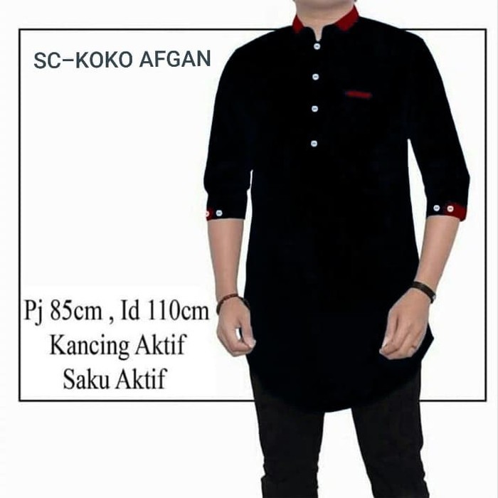 Baju koko pria katun hitam [KOKO AFGAN HITAM SC]