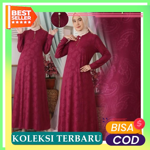Gamis Wanita Remaja Kekinian Polos Lebaran 2022 Model Gamis Syari Syar'I Terbaru Original Bahan Mosc