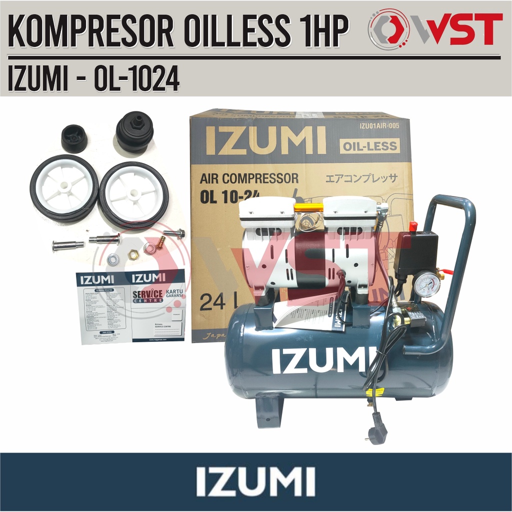 Kompresor Oilless 1HP IZUMI OL 1024 / OL1024 / OL-1024 1PK 24Liter