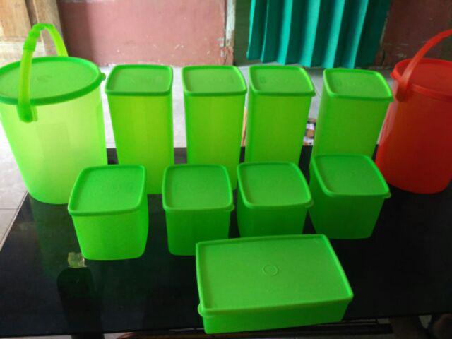 [indra Houseware]set Toples Plastik Isi 9pcs Smk 441 Hijau/ Wadah Saji