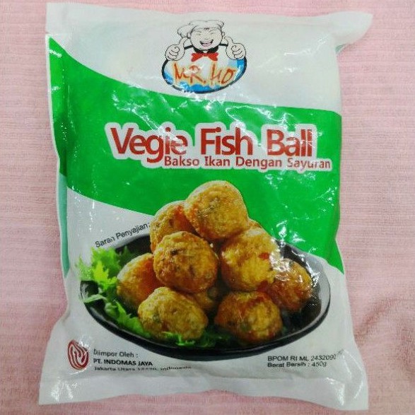 

Vegie Fish Ball 450 Gram Mr.Ho/baso ikan/bakso ikan/frozen