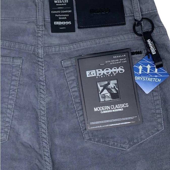 celana pria corduroy stretch zg boss grey - regular fit