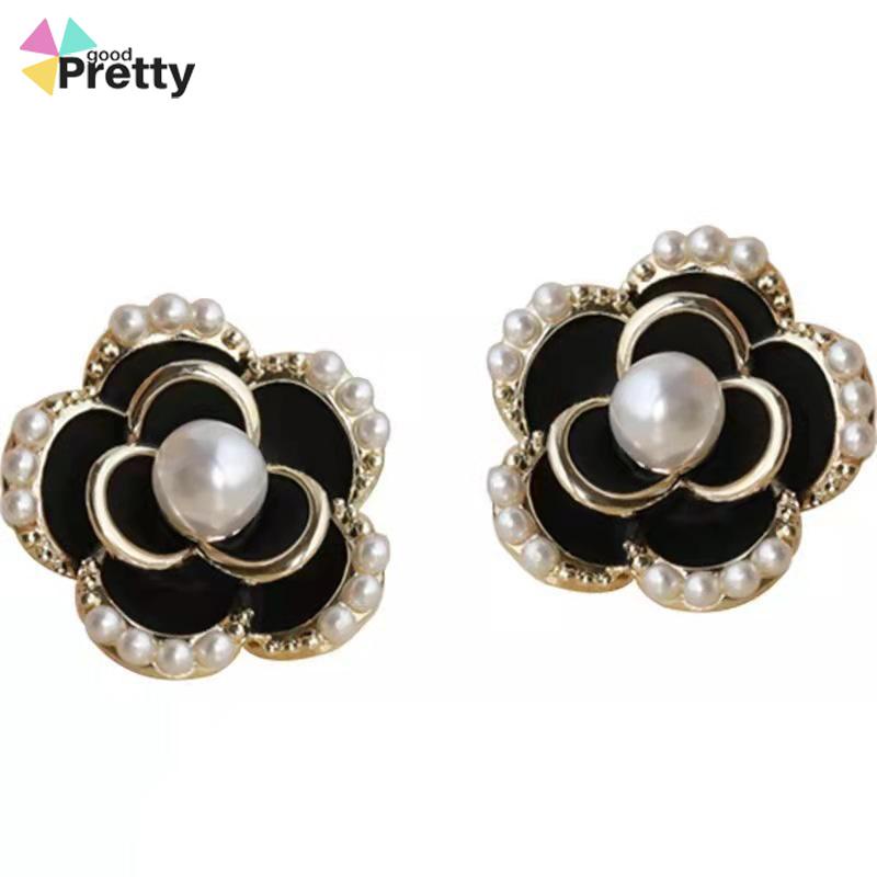 Anting Stud Silver Needle Bentuk Bunga Camellia Gaya Vintage - PD