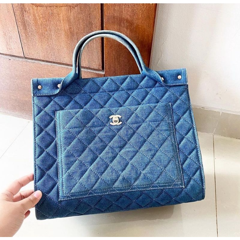 HANDBAG CHANEL DENIM SUPER KEREN,  ALA CHANEL DENIM,  PRELOVED CHANEL,  TAS CHANNEL