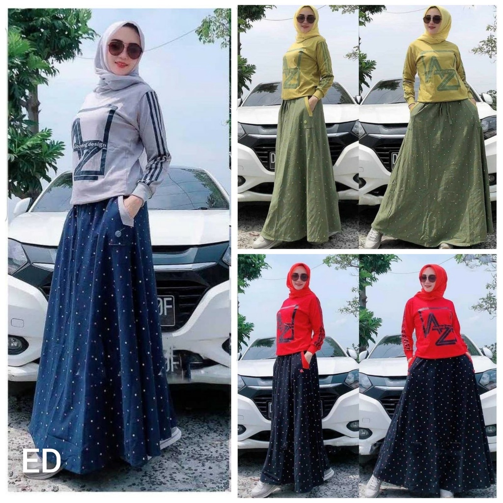 3 WARNA - SET AZ ROK / FASHION MUSLIMAH TERBARU