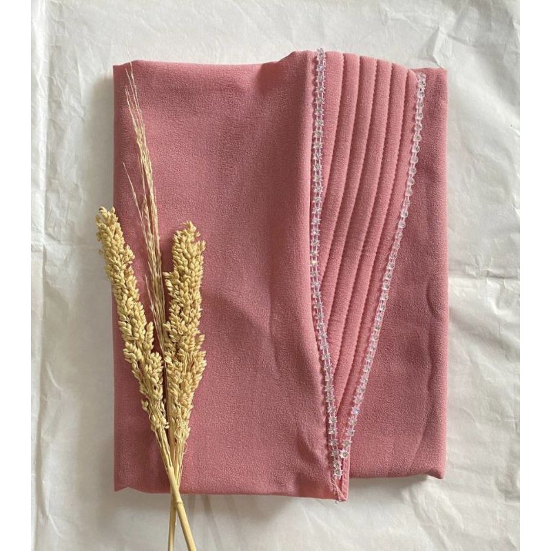 Pashmina Instan Tali Ped Busa Swarosky Diamond Super Pasmina Payet Pashtan Bando Realpicture PashmiaLesty-Dusty Pink