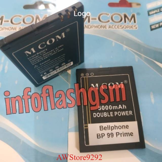 Mcom Batre Baterai Double Power Mcom Bellphone BP99 Prime - BP 99 Prime - Gigi Jepit - BL-4D