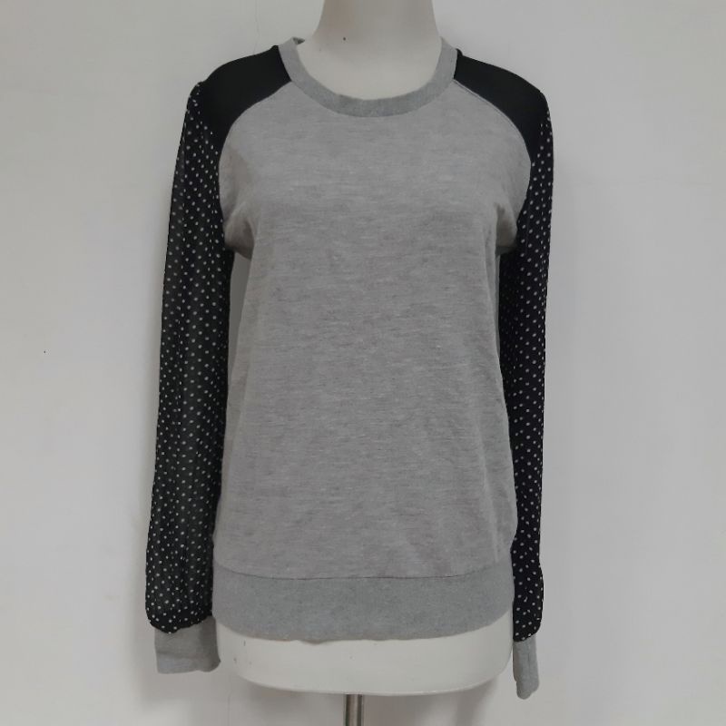 PRELOVED / THRIFT / SECOND CREWNECK / SWEATER GREY / ABU MIX SIFON POLKADOT SIZE M LIKE NEW BRANDED