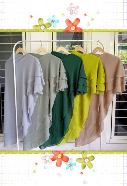 HIJAB / JILBAB KHIMAR SYAR'I HIJAB 3 LAYER TERBARU - BAHAN CERUTY BABYDOLL