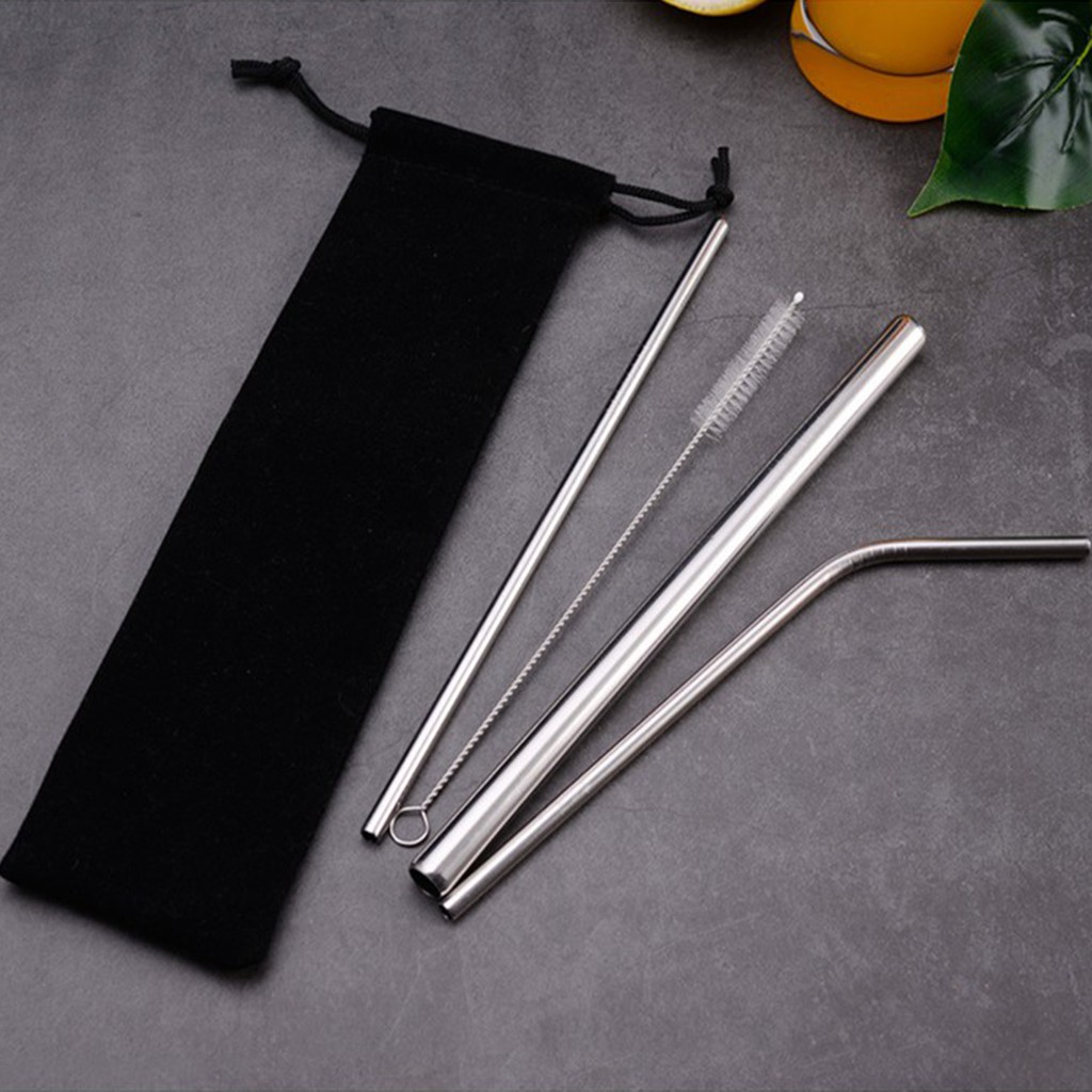 [✅COD] 5 PCS Sedotan Stainless Set Straw Steril Alat Perlengkapan Peralatan Dapur Rumah Tangga