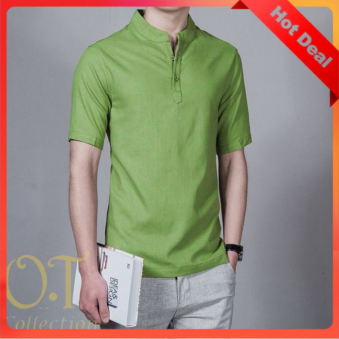 BAJU KOKO MUSLIM PRIA KATUN IMPORT WARNA HIJAU