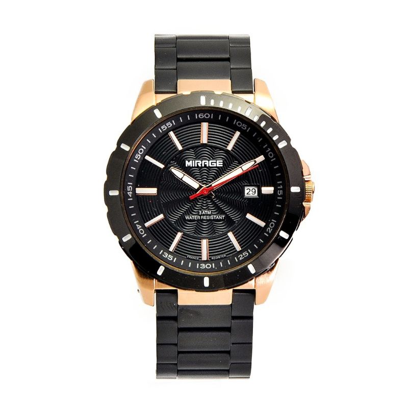 +MIRAGE Jam Tangan Pria Mirage 8549 Black Rosegold Original