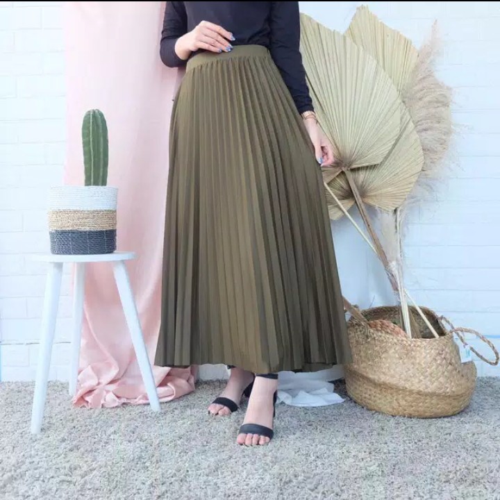 Rok Plisket Premium | Rok Panjang | Rok Plisket Premium Bigsize | Flare Skirt