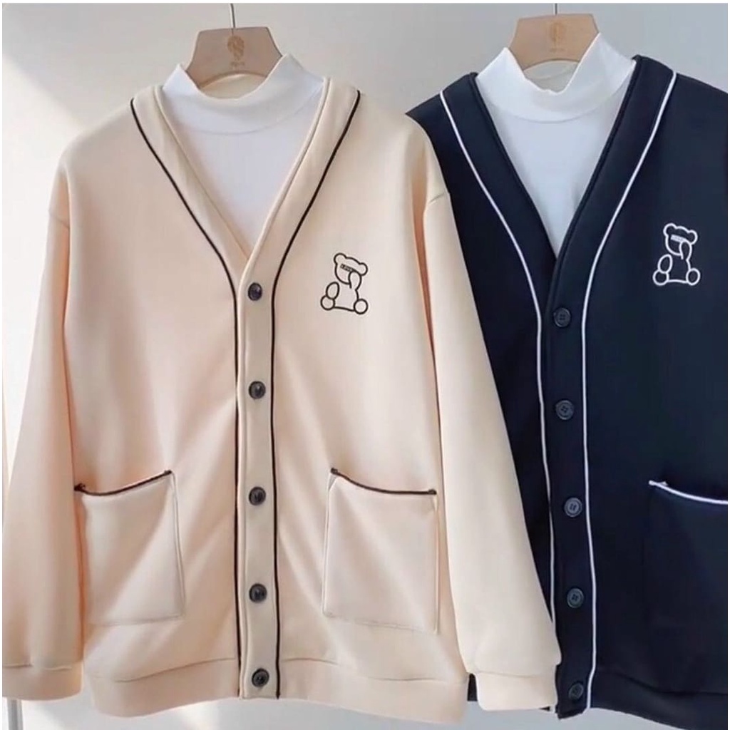 Lonely Bear Cardigan - Atasan Wanita Dan Pria Terbaru - Bahan Fleece