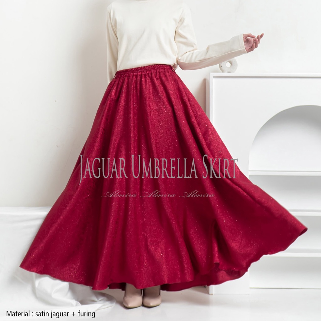 Rok Panjang Wanita Payung Muslimah  Satin Velvet Jaguar Umbrella Skirt Griyaraditya Almira