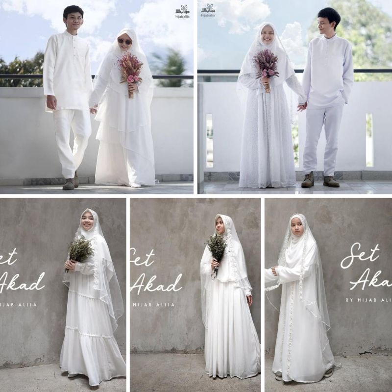 GAMIS SET AKAD BY HIJAB ALILA GAMIS WALIMAH Gaun akad syar'i Gaun Nikah Syar'i Baju Pengantin