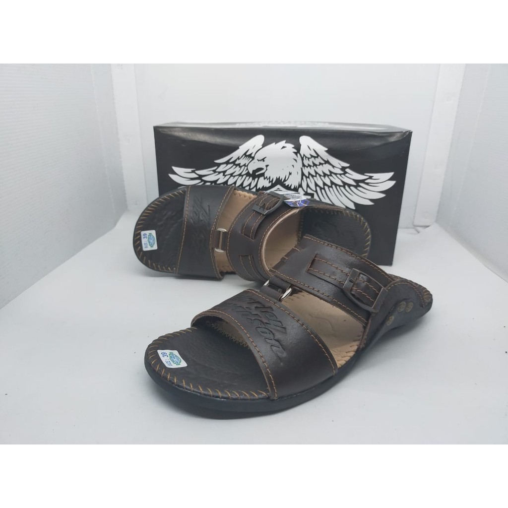 SaNDal Pria Slide Harley Original Bahan Kulit Santai Nyaman Jalan NgemalL HangOut Kekinian Keren02