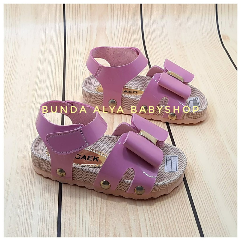 Sandal Anak Perempuan Tali Usia  7 Tahunan Size 33 Pita - Sendal Anak Anti Licin PINK Alas Karet