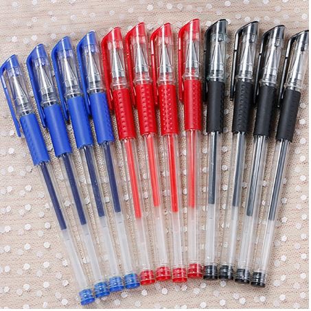 JG - Pulpen Gel Ink 0.5Mm Alat Tulis Kantor Sekolah Pena Pen Tinta Cair Standart Warna Merah Hitam Biru