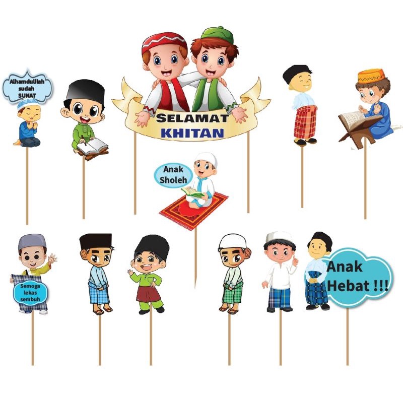 topper toper tusukan hiasan kue cake nasi tumpeng selamat khitan sunat sunatan