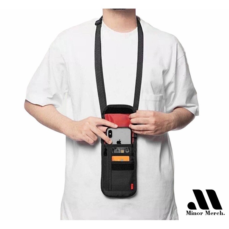 Tas Hp mini selempang gantung leher hanging wallet tempat kartu atm minor polos HP02 HITAM
