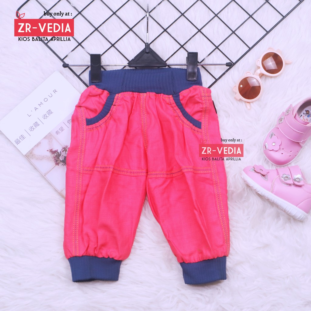 Jogger Lily uk 6-18 Bulan / Celana Anak Perempuan Joger Pants Polos Kantong Outfit Balita