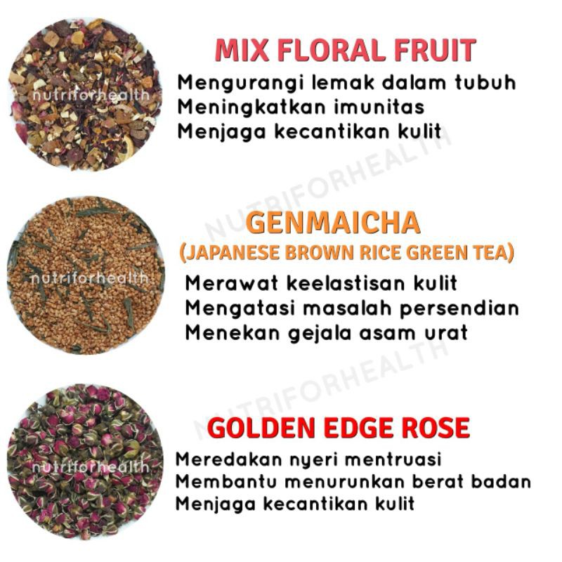 (20 FREE 1) 10gr Flower Tea Teh Bunga Osmanthus Silver Needle Golden Edge Genmaicha Peony Lemongrass