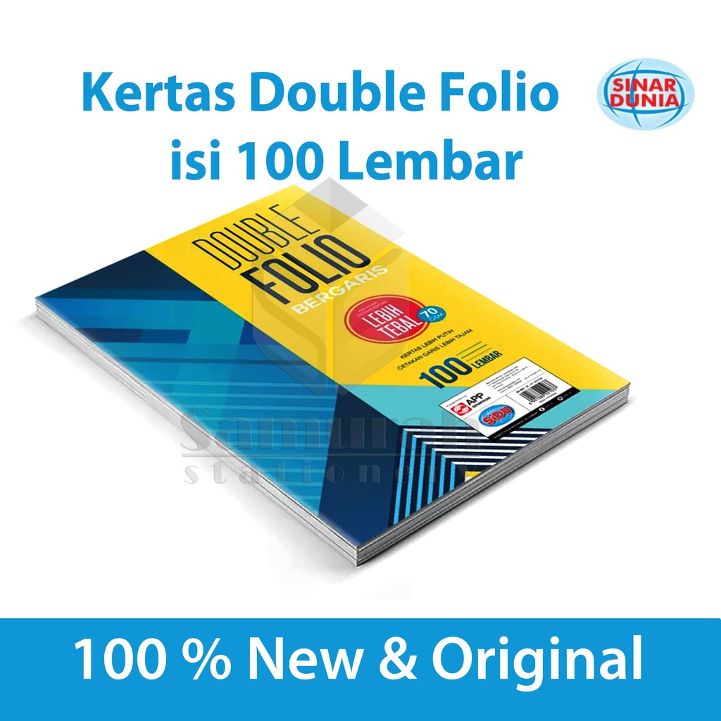 

H7Y Kertas Double Folio Bergaris Sidu isi 100 Lembar / Folio Garis Sinar Dunia 100 Lbr / Rulling F4