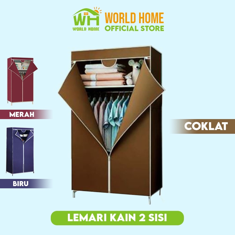 Lemari Pakaian kain 2 Sisi Lemari Baju Portable Lemari Pakaian Kain 2 Sisi Lemari Baju Portable Serbaguna Lemari 70