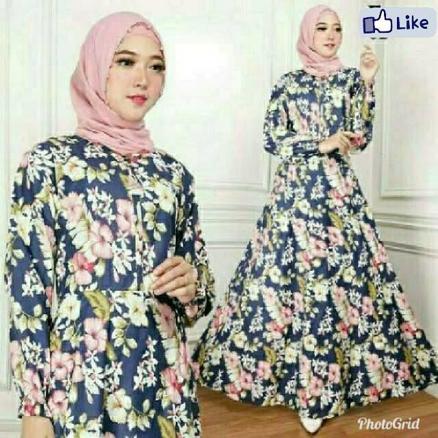 GAMIS MOTIF BUNGA KATUN JEPANG MOTIF BUNGA GAMIS KATUN 