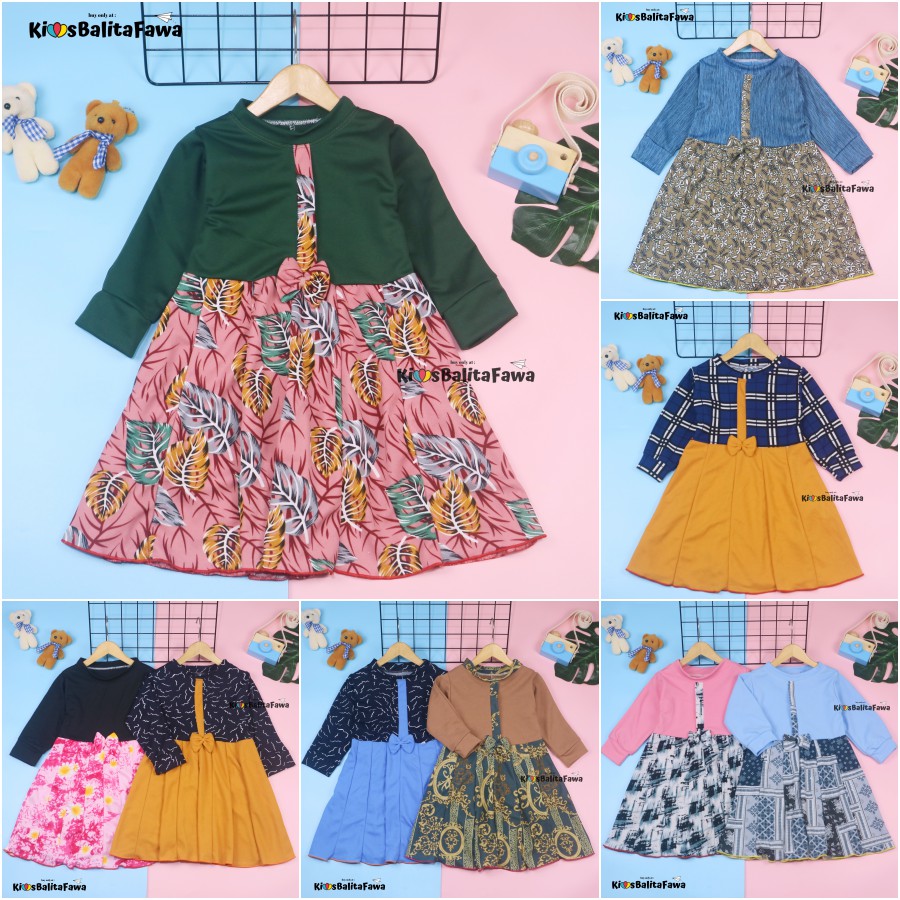 Dress Valencia 1-8 Tahun / Baju Pesta Dres Lengan Panjang Anak Perempuan Fashion Kids Gaun Adem