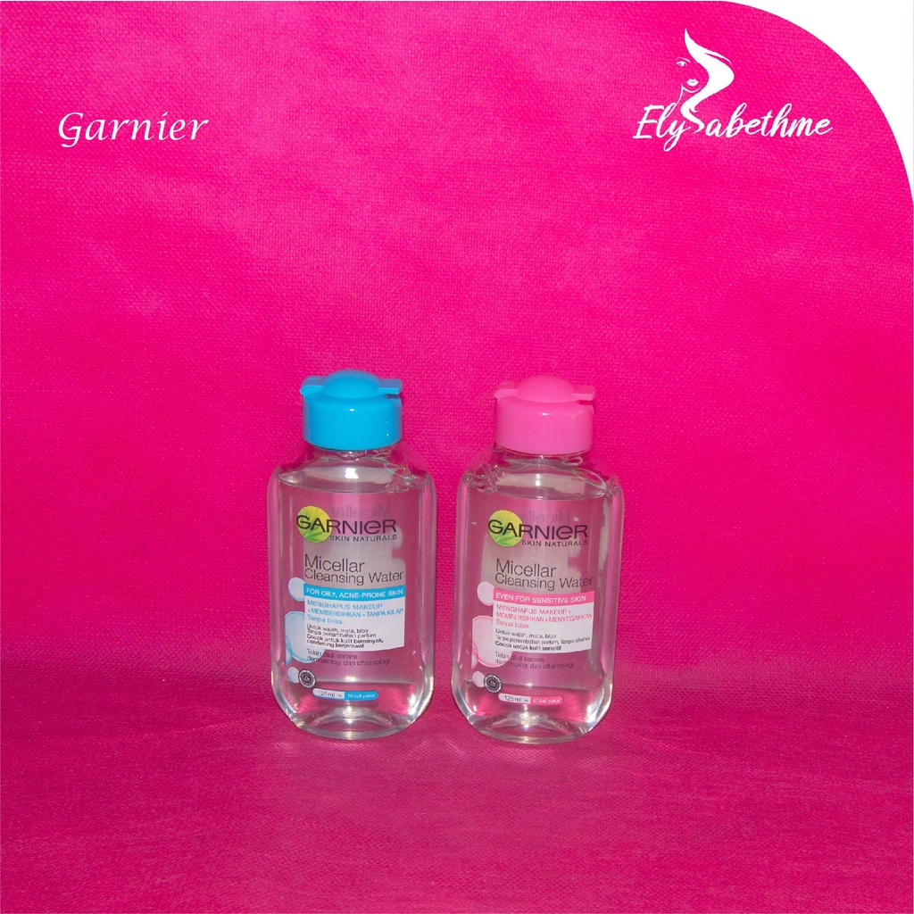 ✿ELYSABETHME✿ Garnier Micellar water pembersih makeup kosmetik 125 ml sekali usap angkat makeup bedak foundation double cleansing cleanser