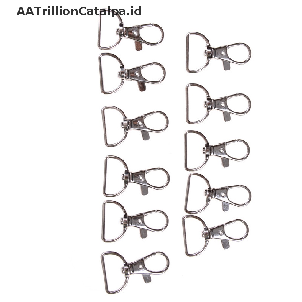 (AATrillionCatalpa) 10pcs / set Kait Gantungan Kunci Bahan Metal Warna Silver