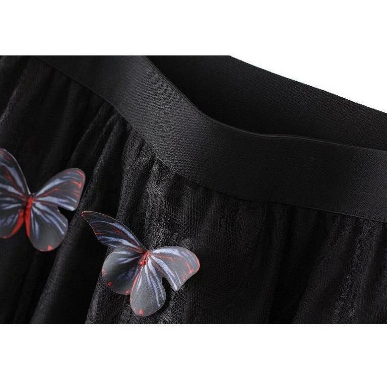 [BR. 955488] Rok Tutu 3D Import / Maxi Skirt Motif  Kupu Kupu Timbul