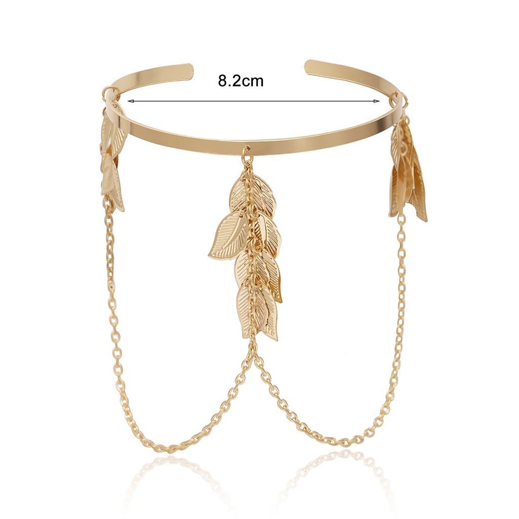 Hu Hu Hu Hu Hu Alat Bantu Pasang Kacamata♡ Gelang Lengan Atas Model Terbuka Adjustable Desain Daun Gaya Bohemian