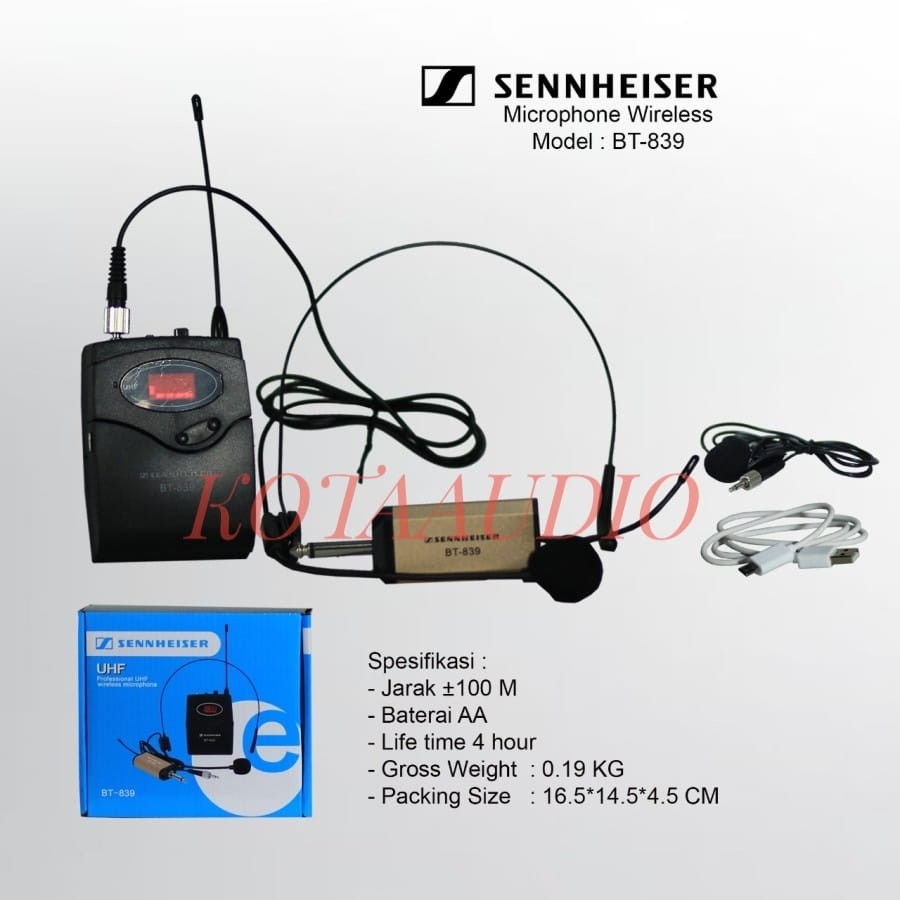 Mic Wireless Sennheiser BT 839 / BT839 / BT-839 Headset - Jepit