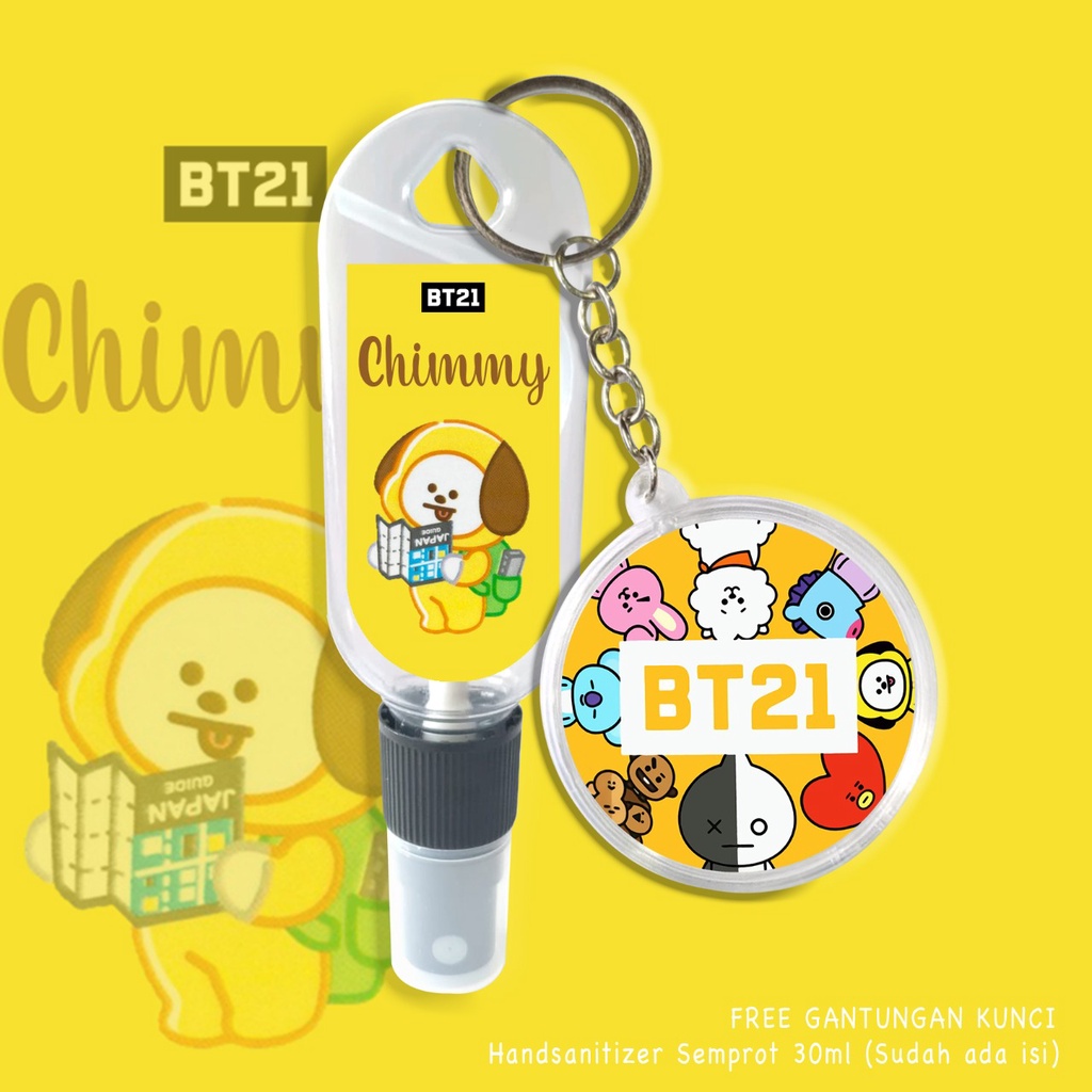 (FREE GANTUNGAN KUNCI) HAND SANITIZER KARAKTER BT21 TEAM GIFT / KADO ARMY / ARMY INDO / REAL